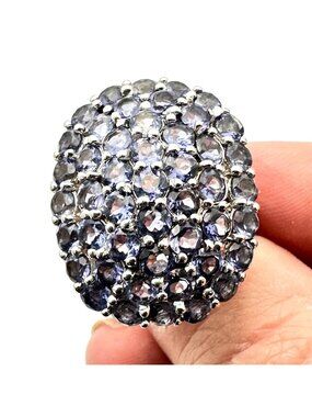 Chapel Zenray Tanzanite Ring Sterling Silver Purple Cluster Size 9